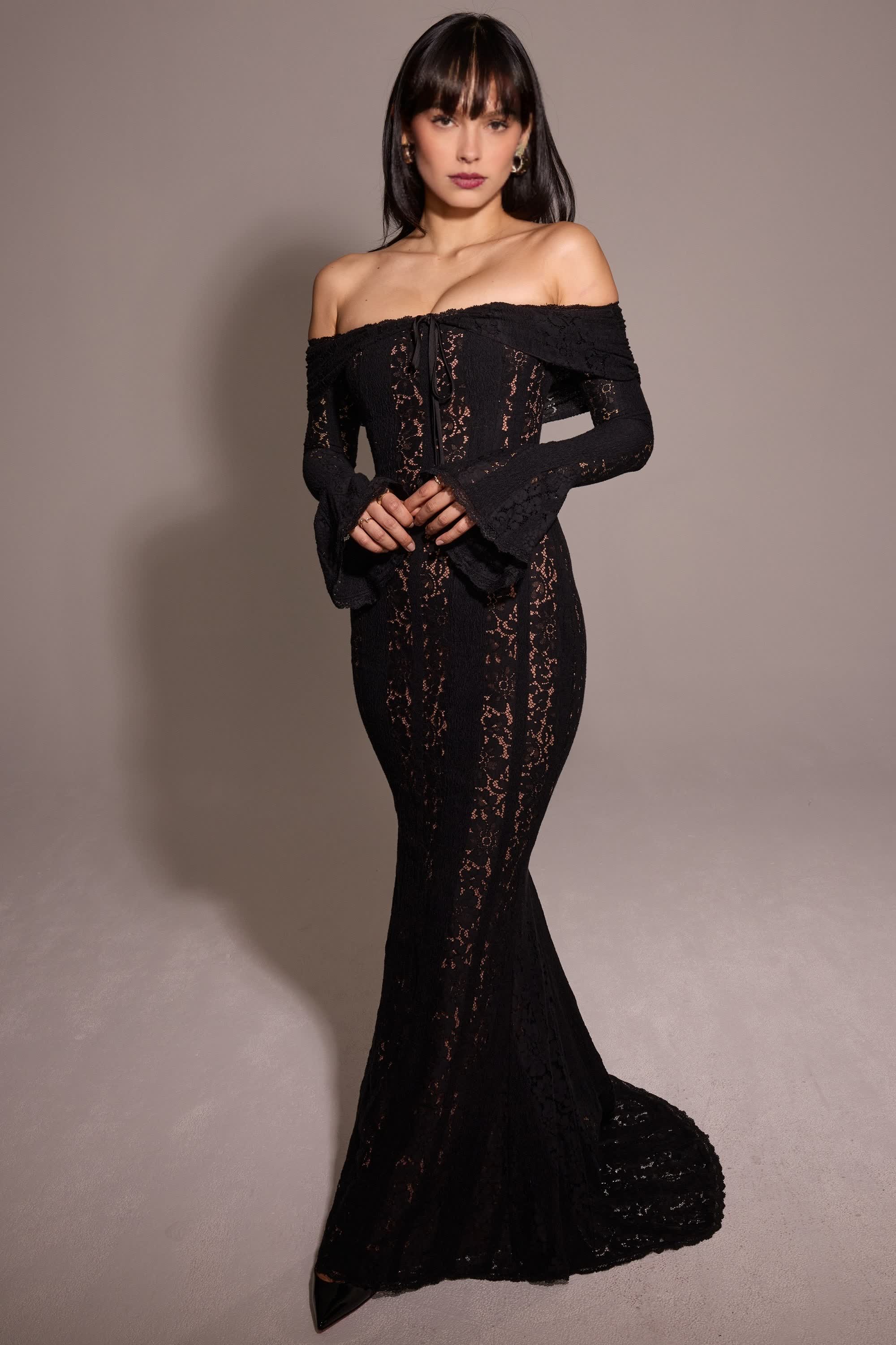Celestia™ Off-Shoulder Lace Maxi Dress