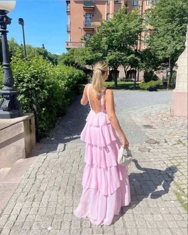 Summer Ruffle Flower Maxi Dress