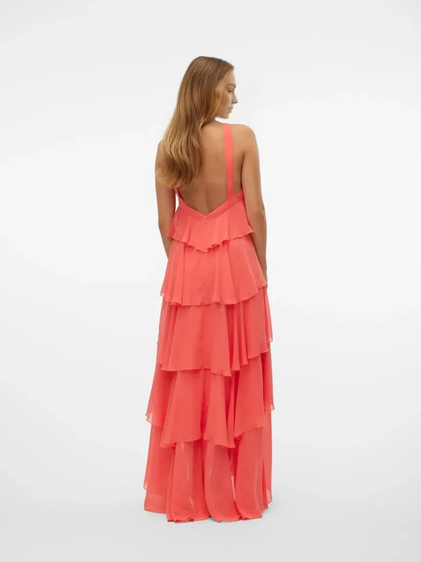 Summer Ruffle Flower Maxi Dress