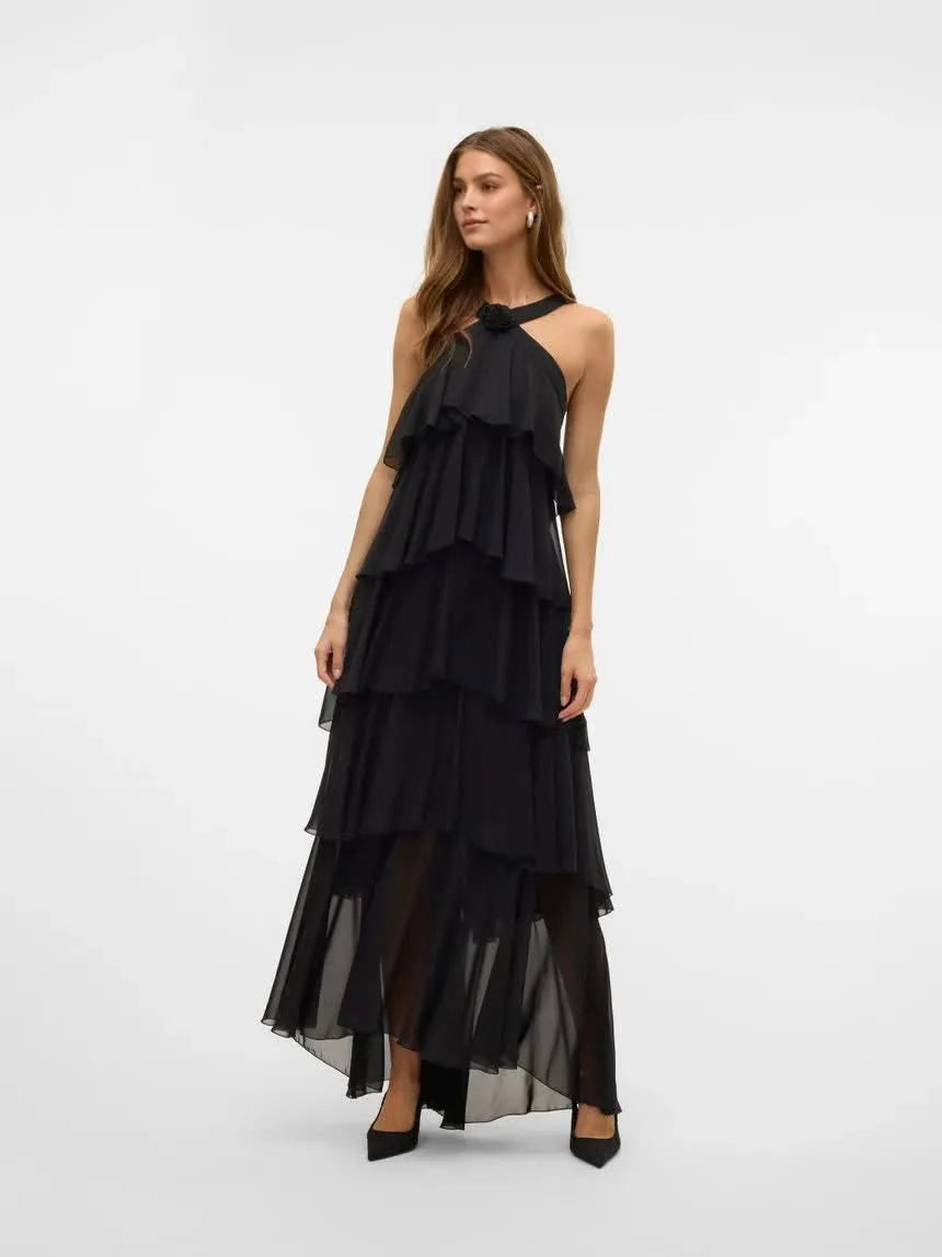 Summer Ruffle Flower Maxi Dress