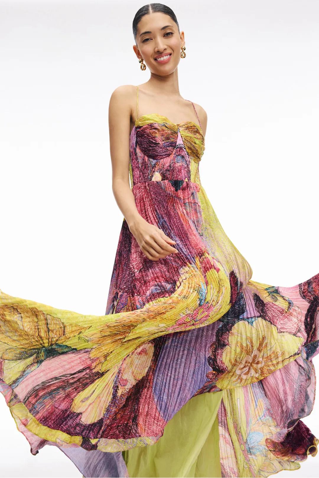 Liora Multicolored Ikat Print Maxi Dress
