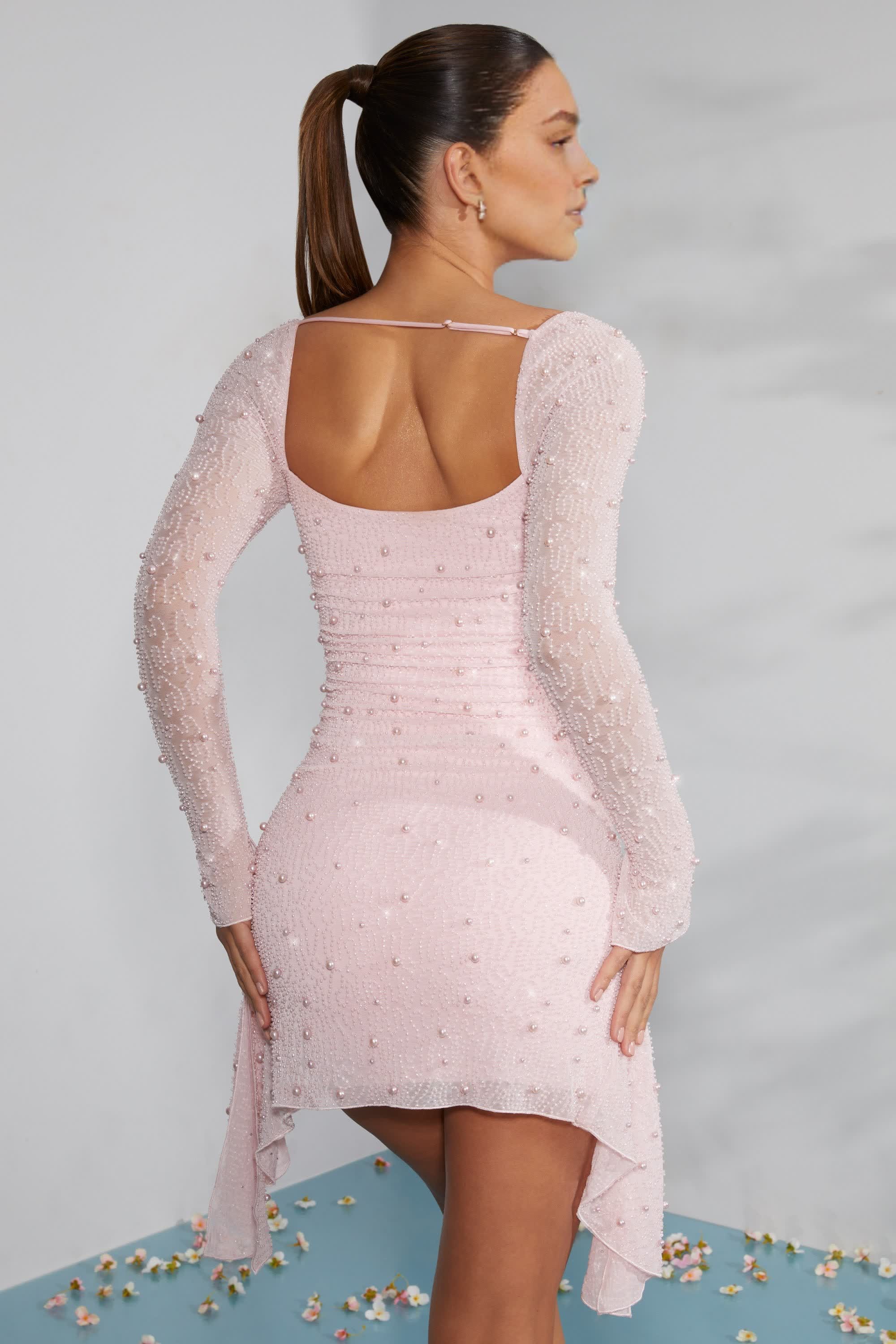 Long Sleeve Mini Dress in Blush