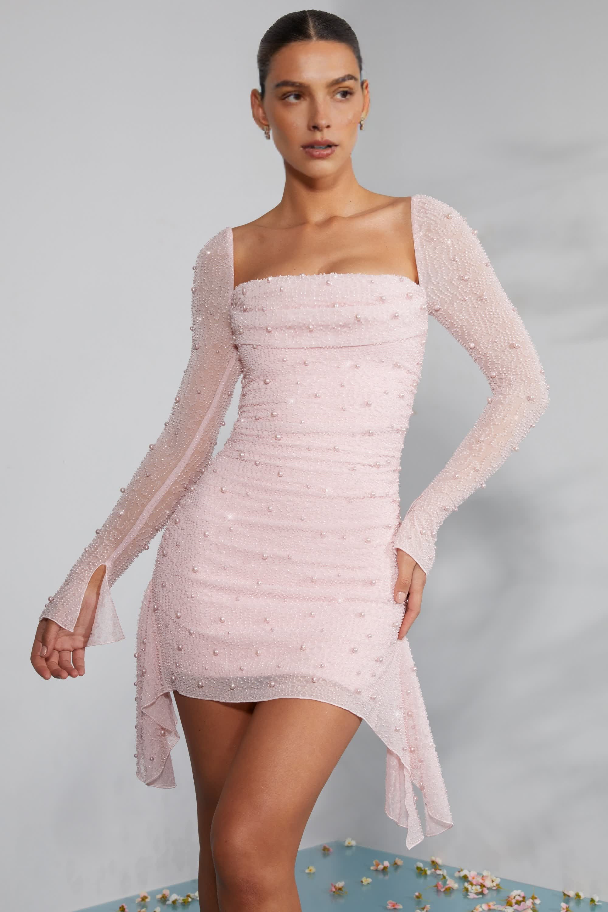 Long Sleeve Mini Dress in Blush