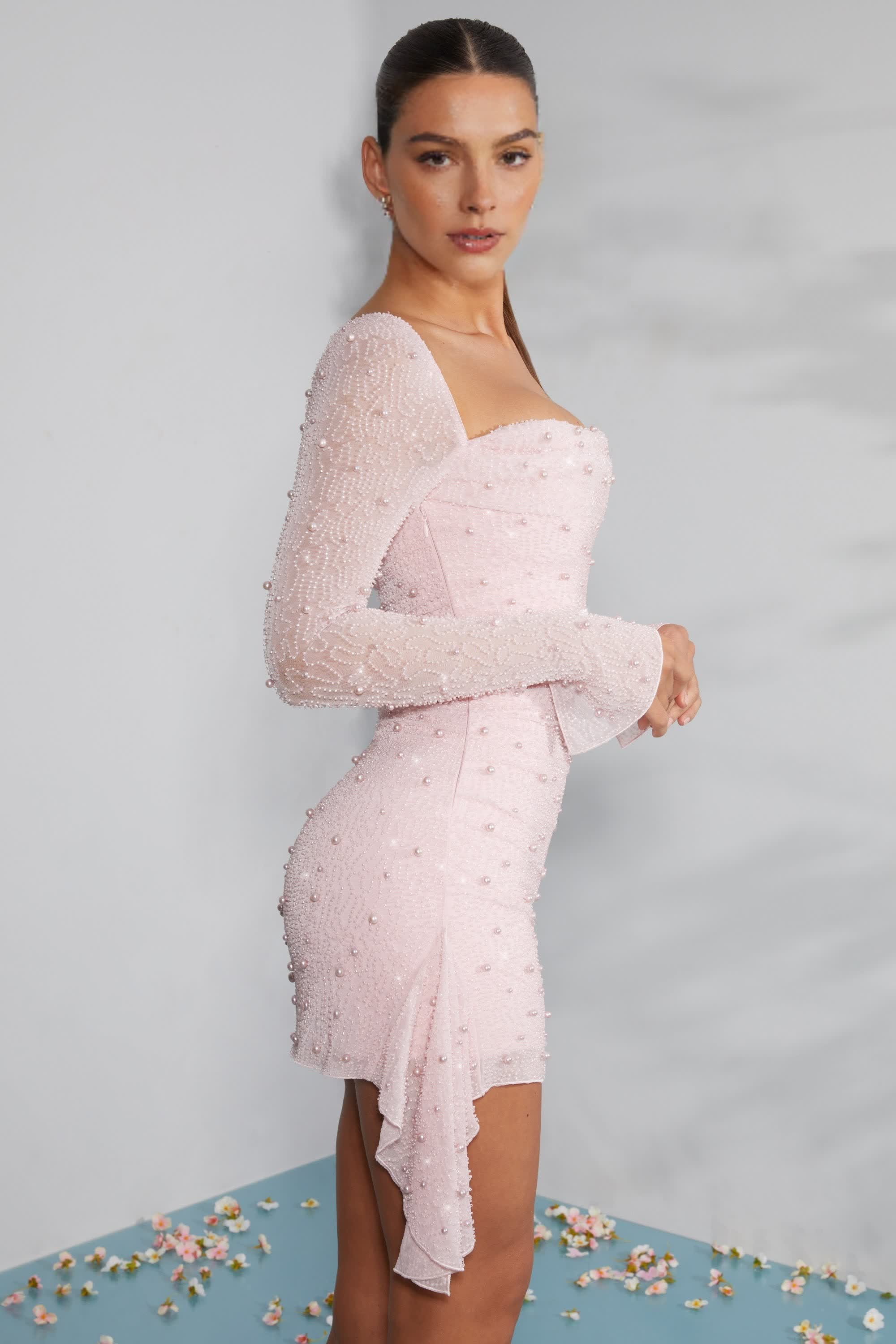 Long Sleeve Mini Dress in Blush