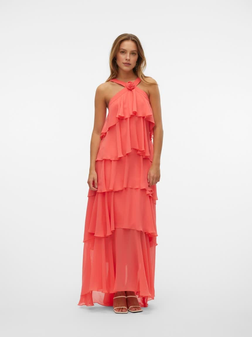 Summer Ruffle Flower Maxi Dress