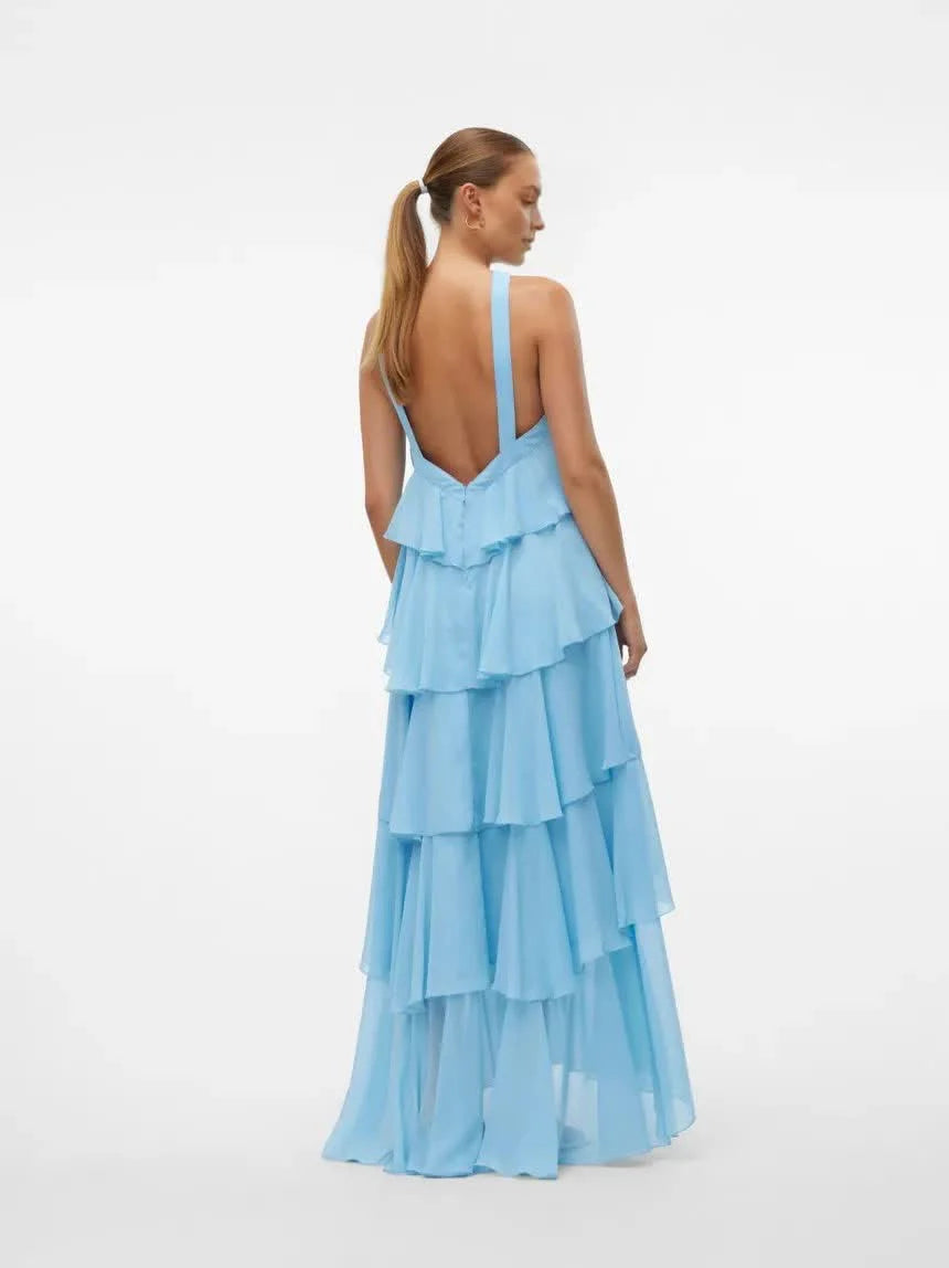 Summer Ruffle Flower Maxi Dress