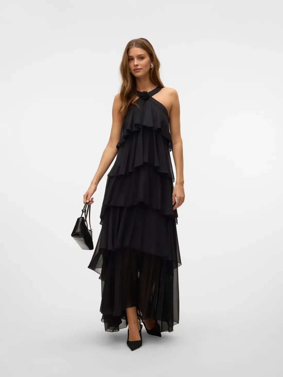 Summer Ruffle Flower Maxi Dress