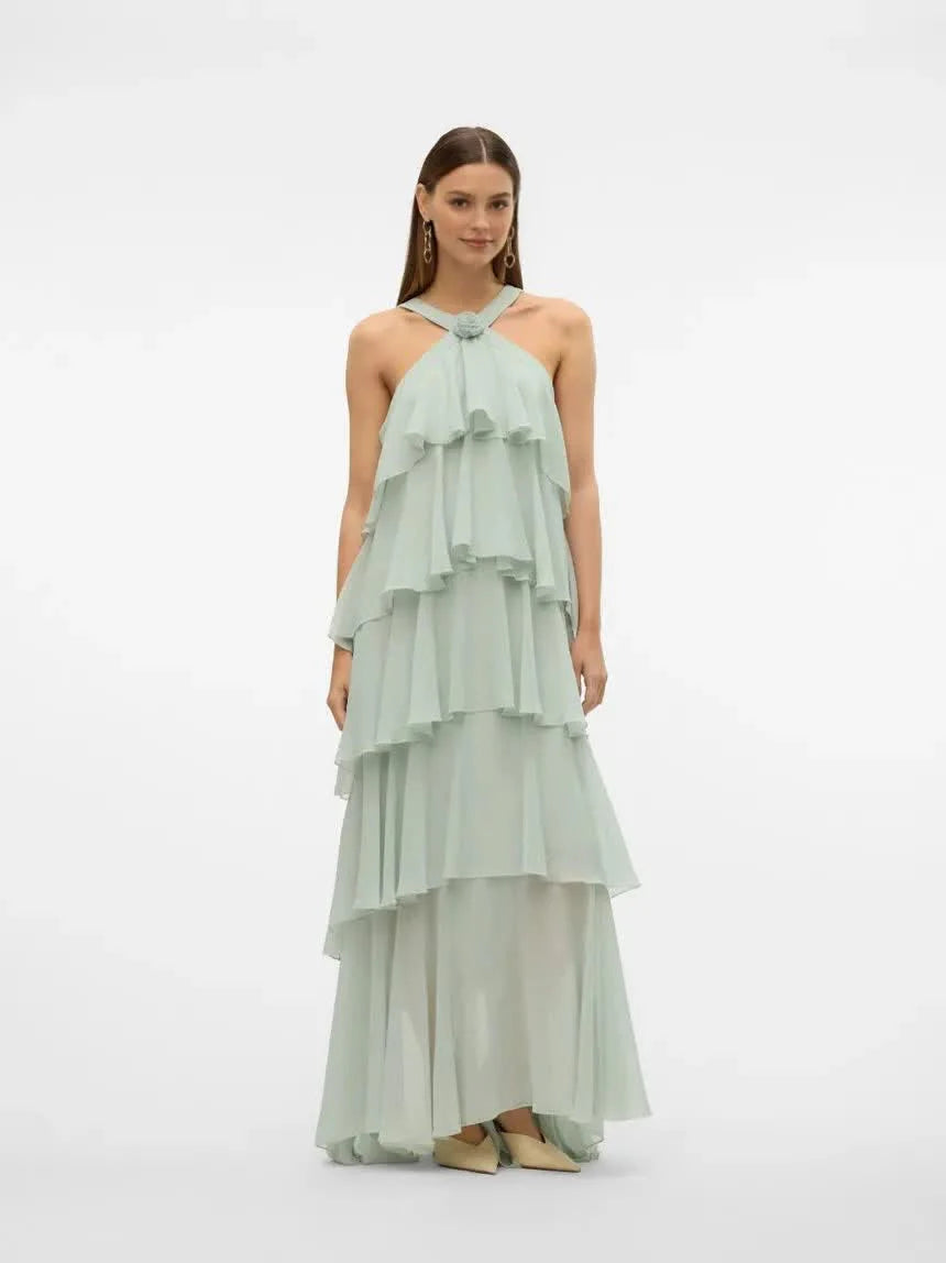 Summer Ruffle Flower Maxi Dress
