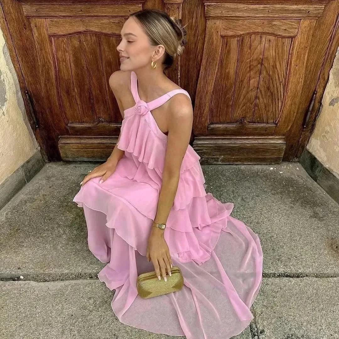 Summer Ruffle Flower Maxi Dress
