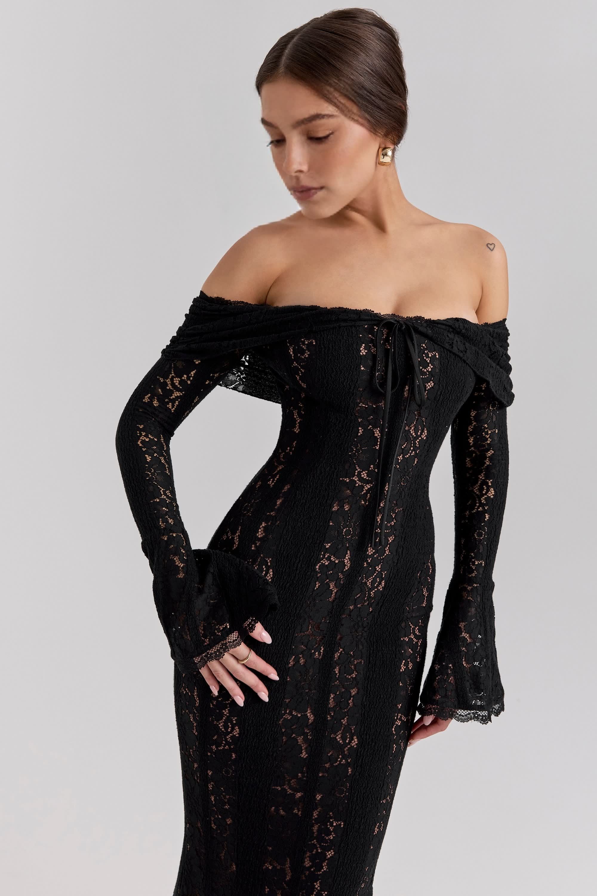 Celestia™ Off-Shoulder Lace Maxi Dress
