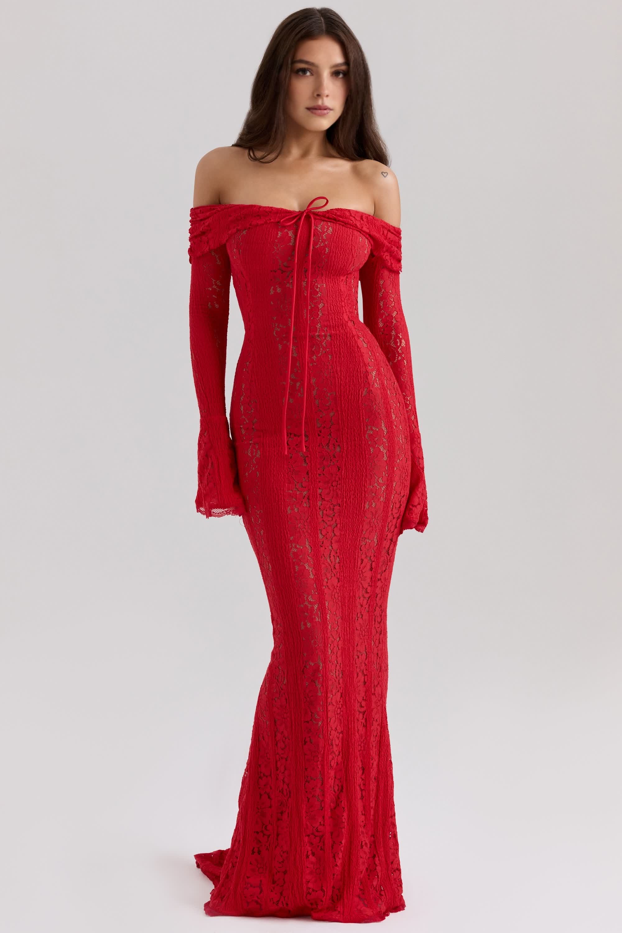 Celestia™ Off-Shoulder Lace Maxi Dress