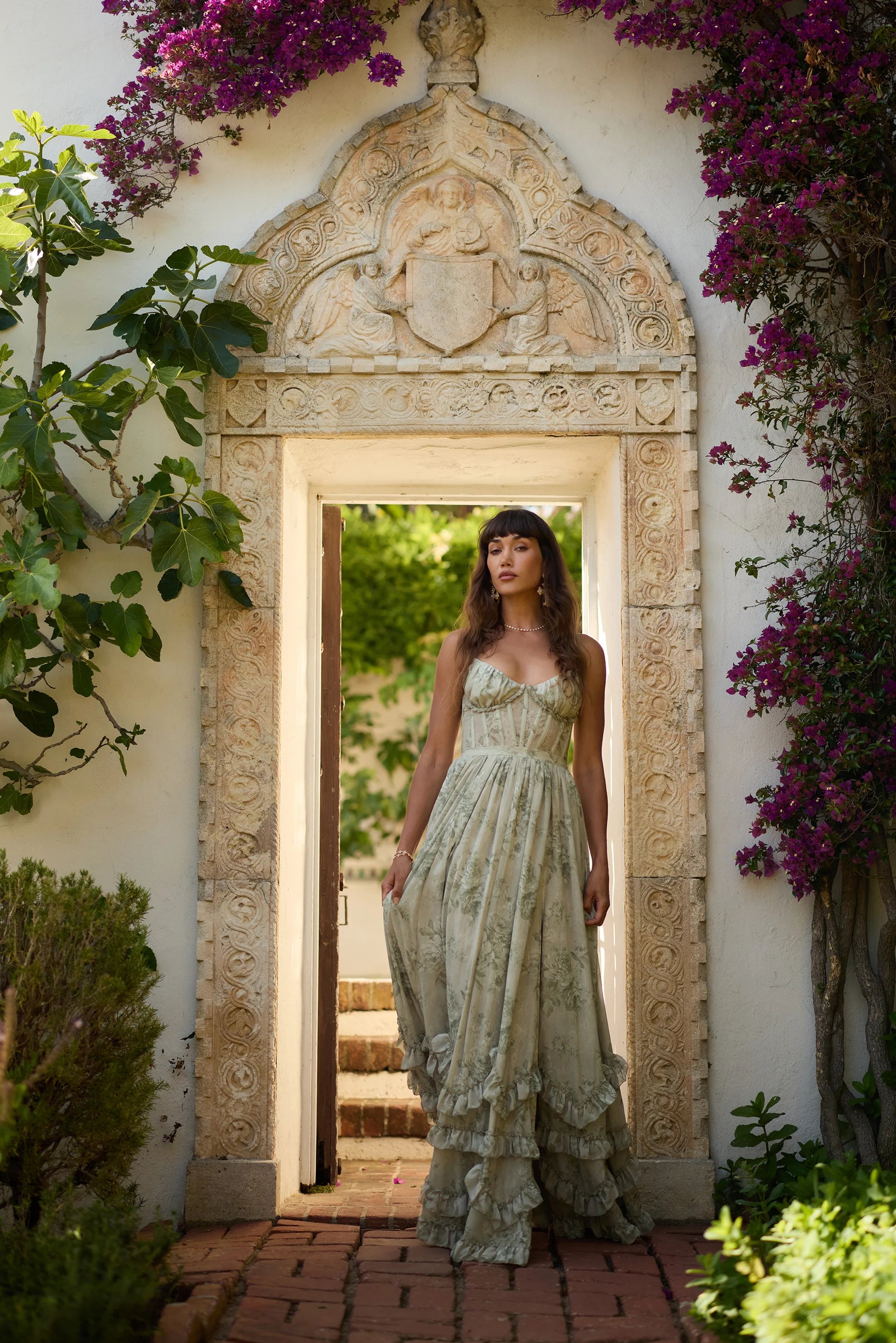 Carmen™ – Sage Tapestry Elegance Dress
