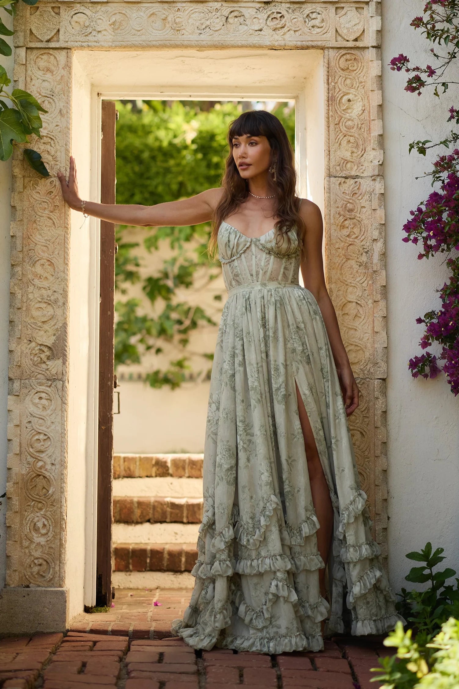 Carmen™ – Sage Tapestry Elegance Dress