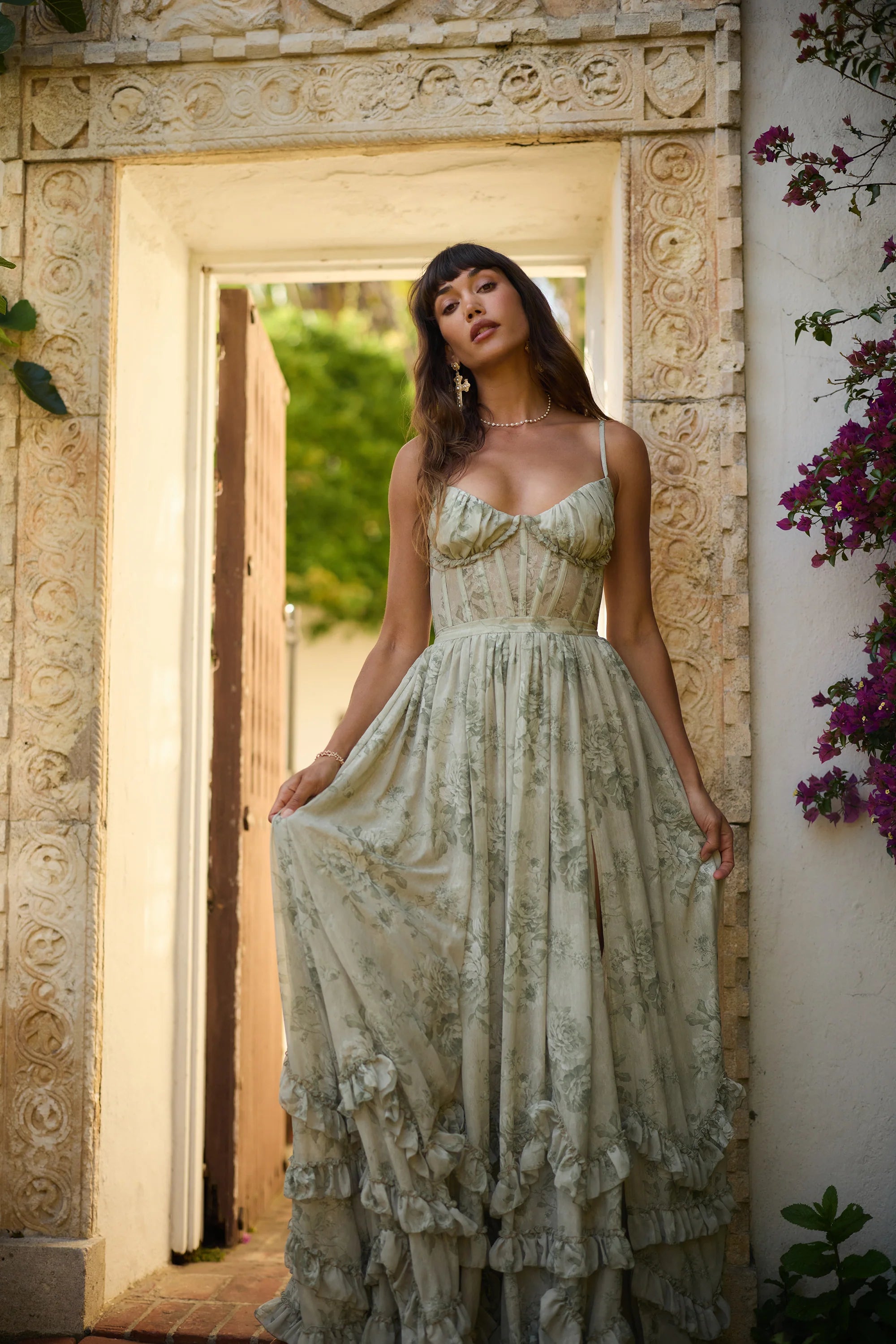 Carmen™ – Sage Tapestry Elegance Dress