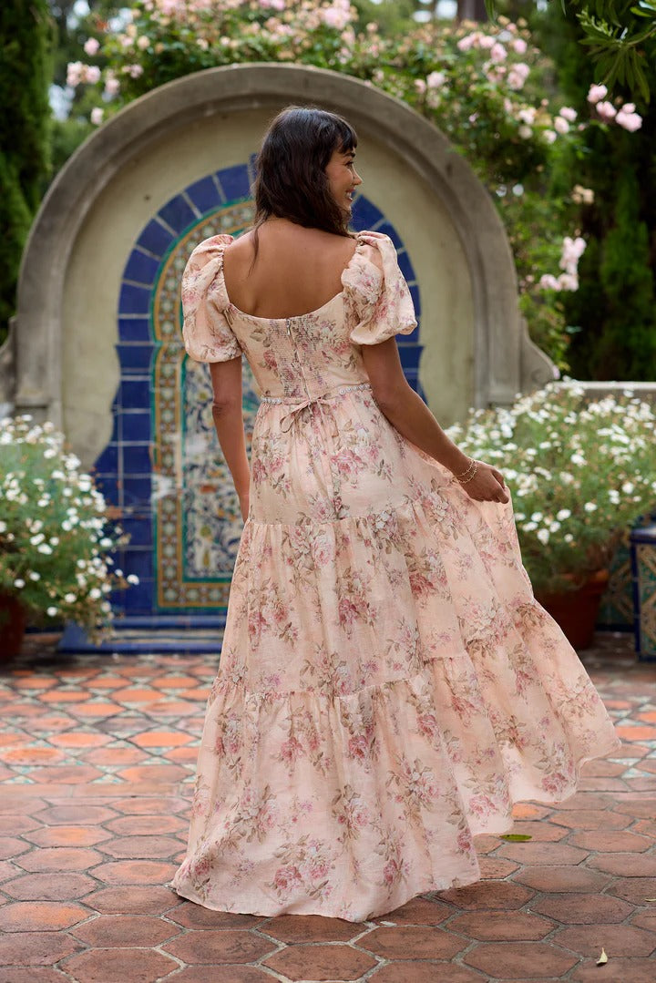 Emma™ – Peach Tapestry Elegance Dress