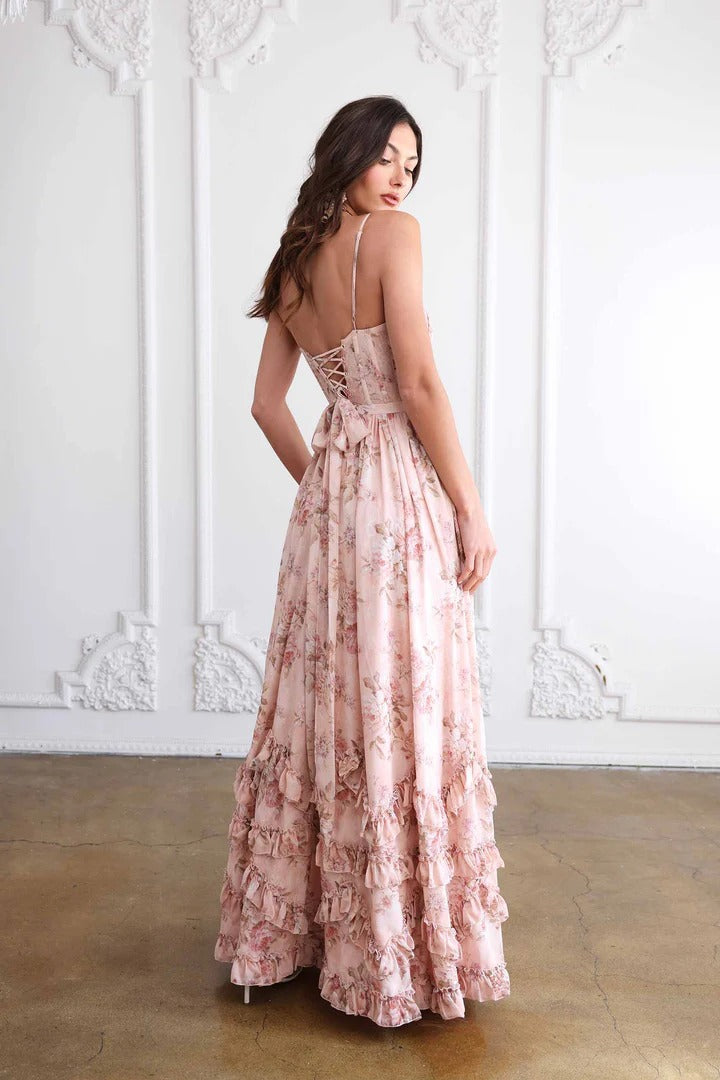 Carmen™ – Peach Tapestry Elegance Dress