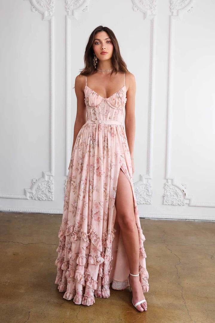 Carmen™ – Peach Tapestry Elegance Dress