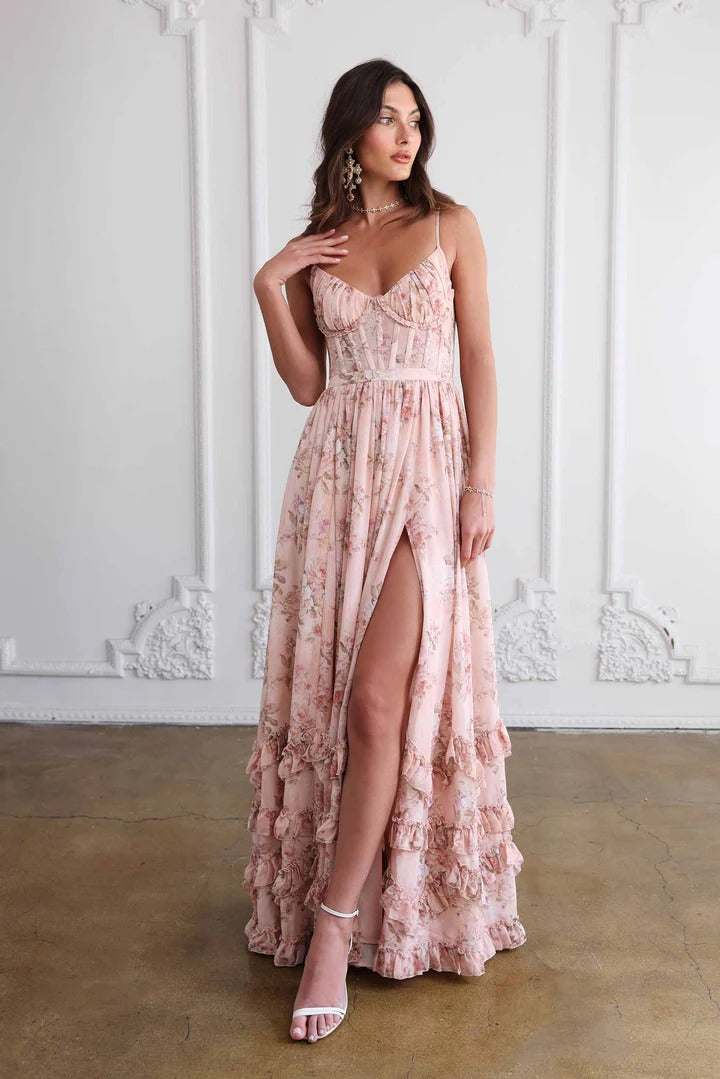 Carmen™ – Peach Tapestry Elegance Dress