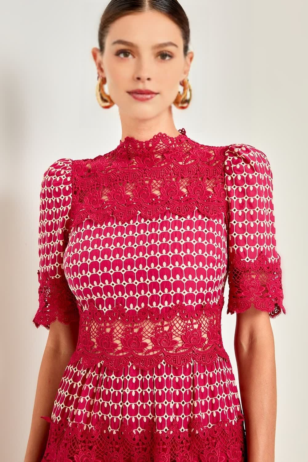 Élise – Lace Panelled Midi Dress