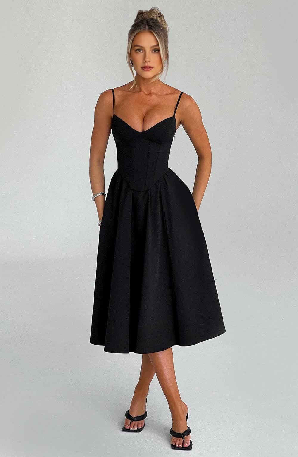 Liora™ Midi Dress - Black