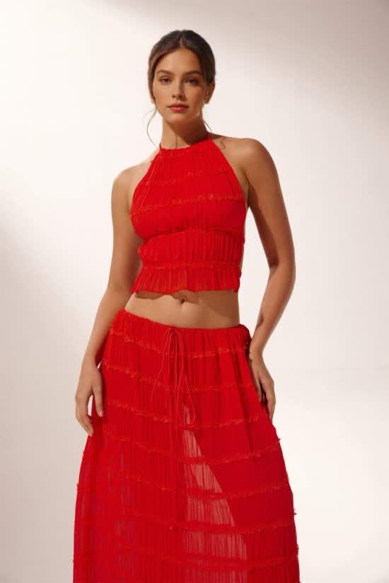 Rosalie™ Backless Pleated Set - Red