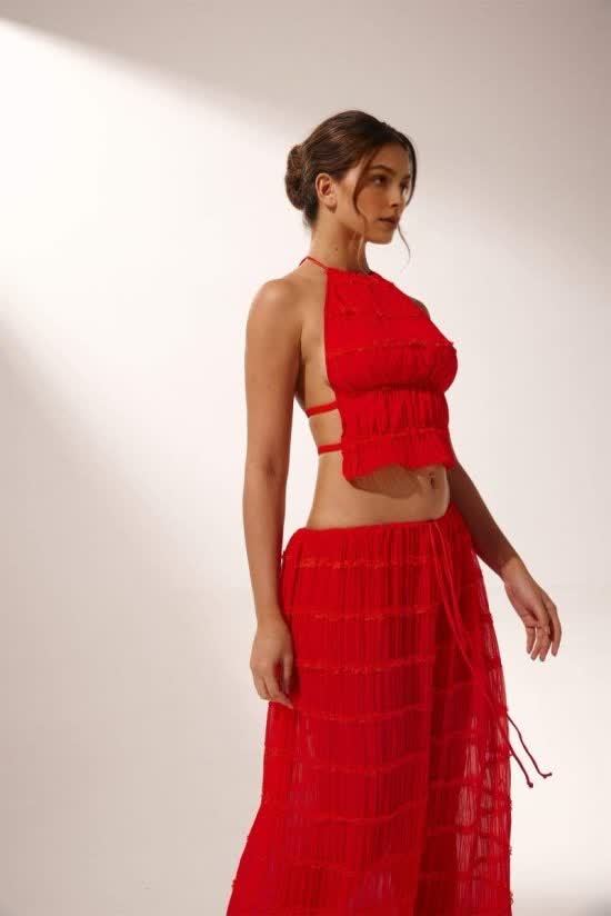 Rosalie™ Backless Pleated Set - Red