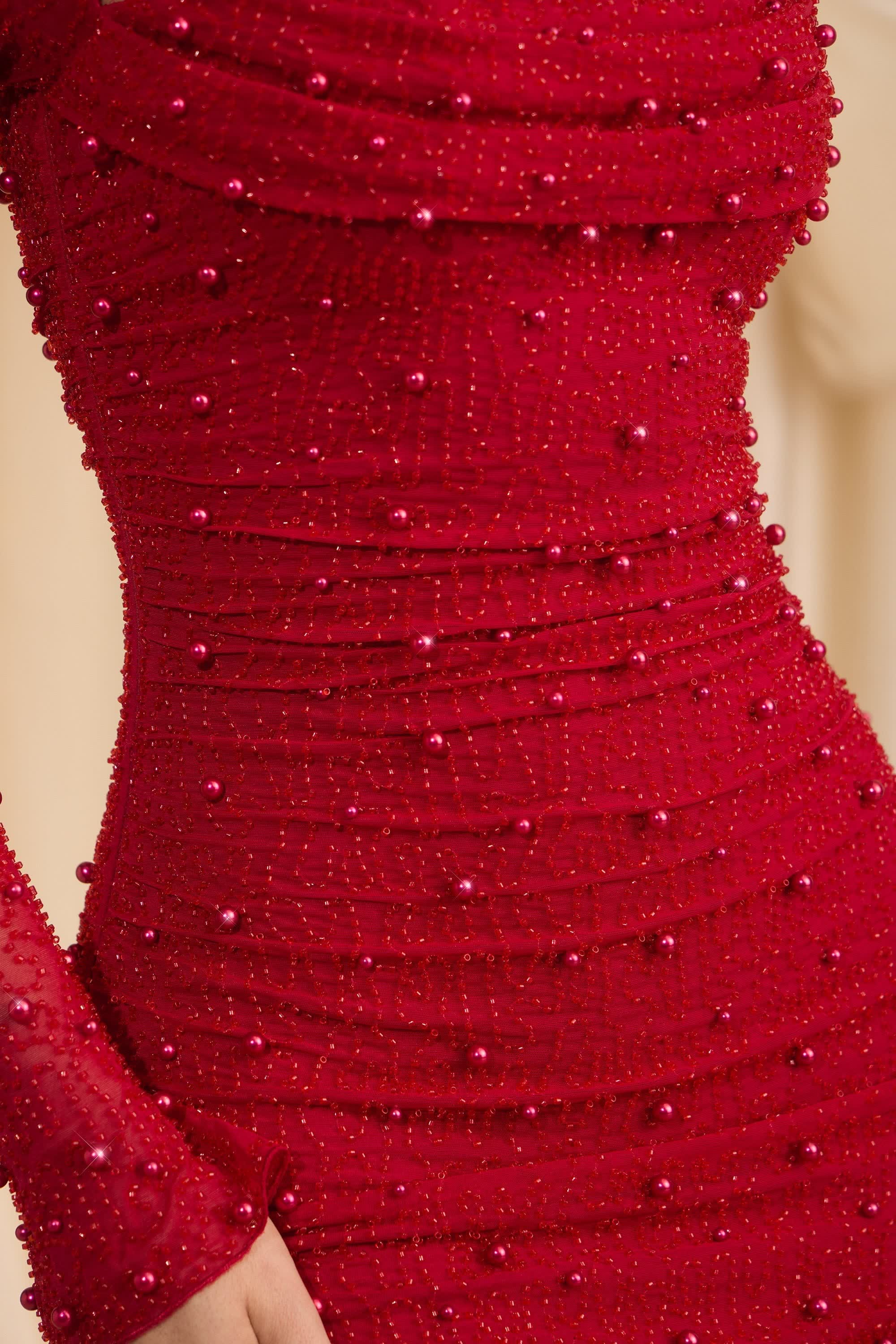 Long Sleeve Mini Dress in Red