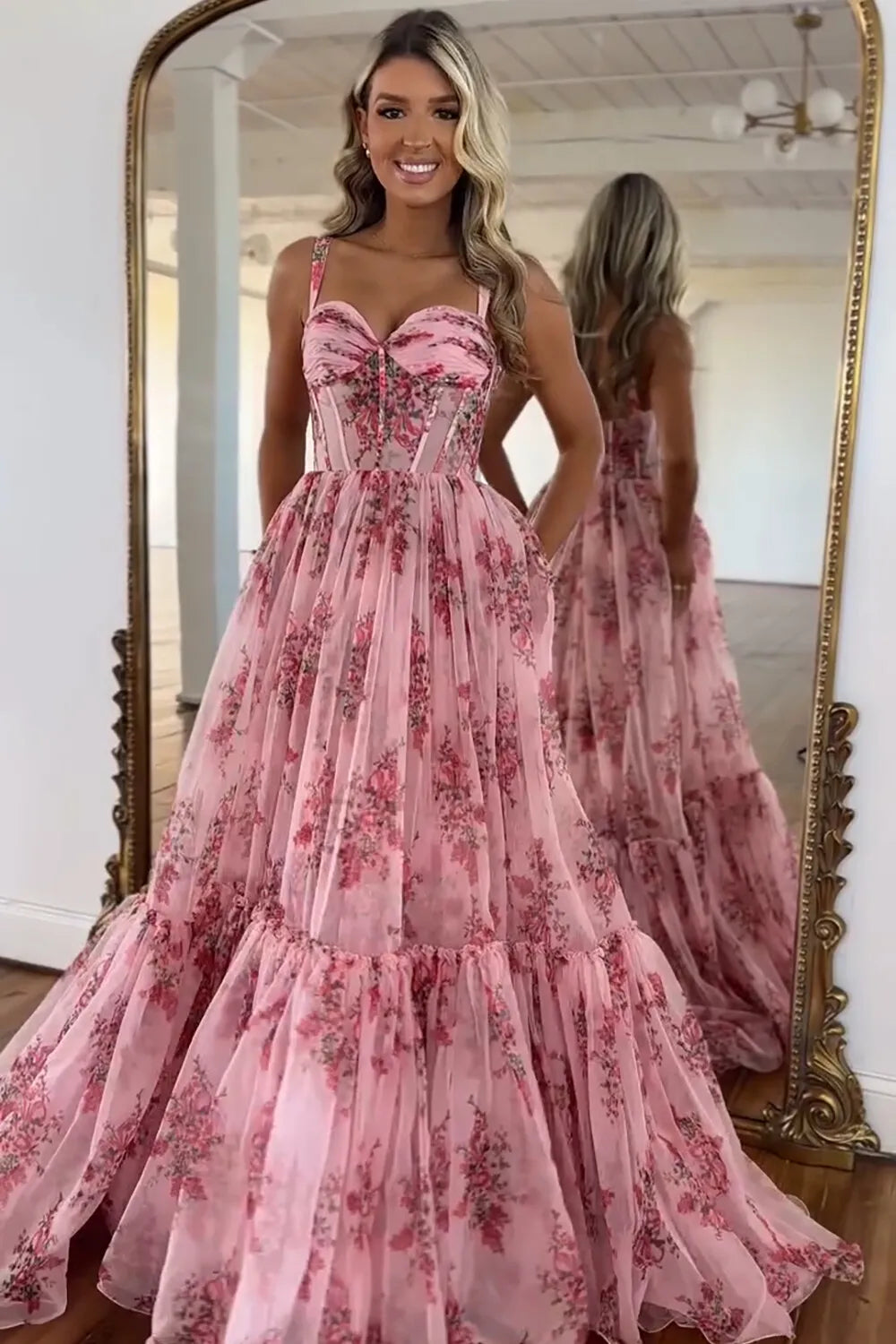Évofloré™ Corset Maxi Dress - Pink