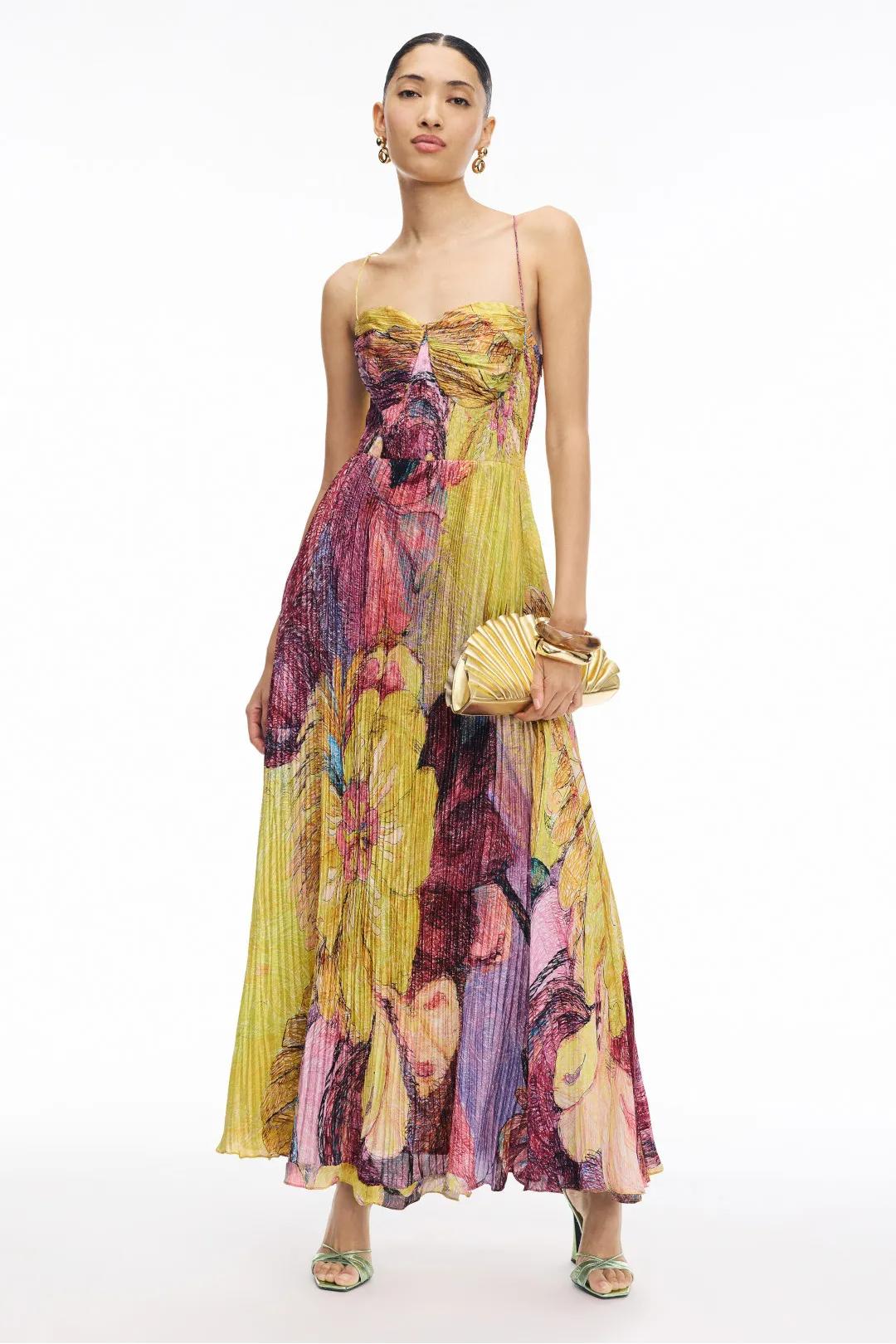 Liora Multicolored Ikat Print Maxi Dress