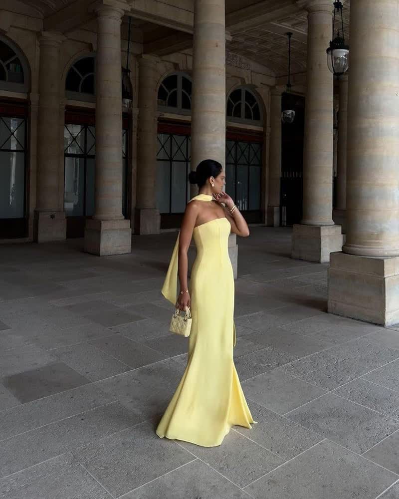 Luna Maxi Dress in Pastel Yellow