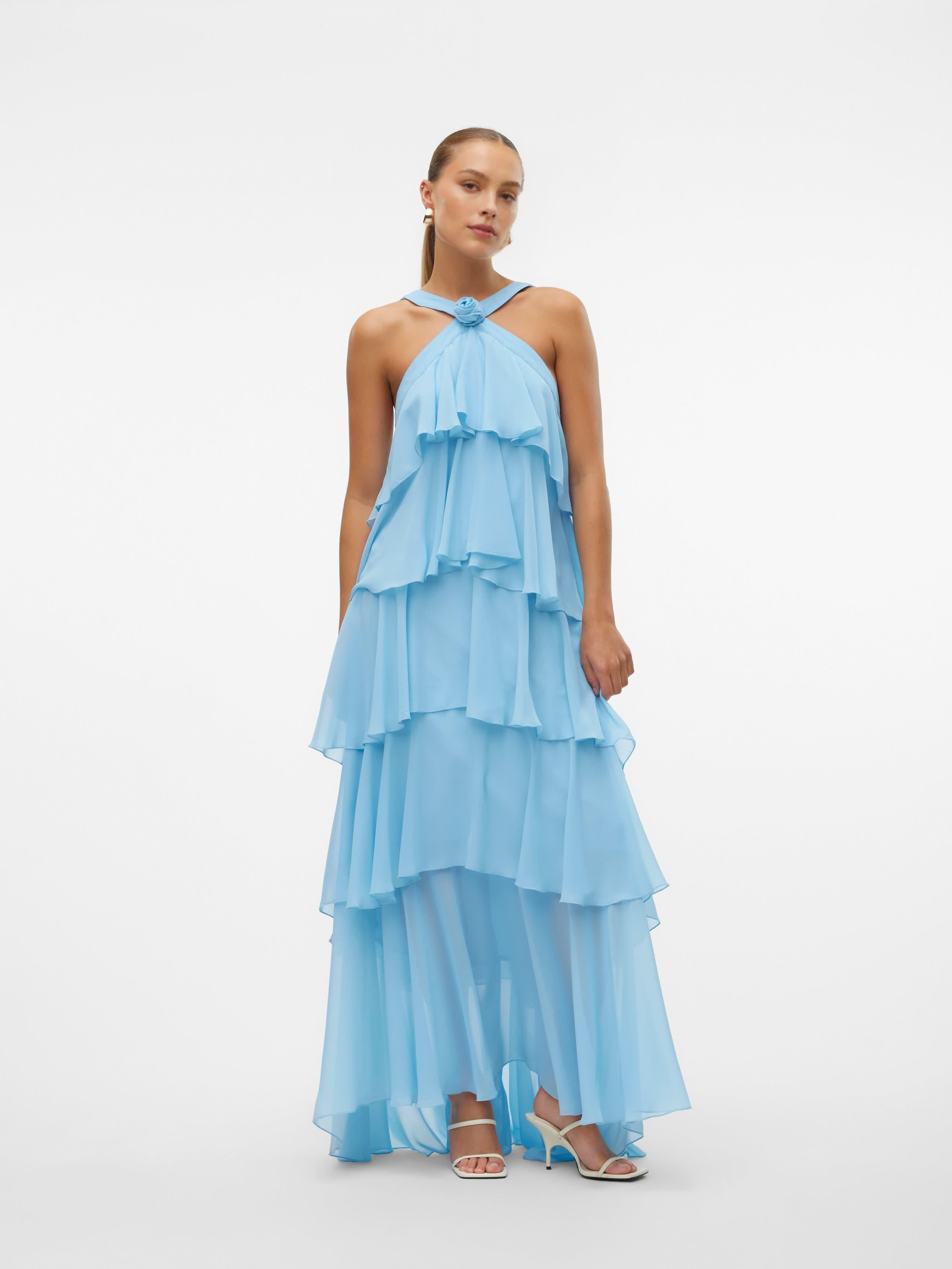 Summer Ruffle Flower Maxi Dress