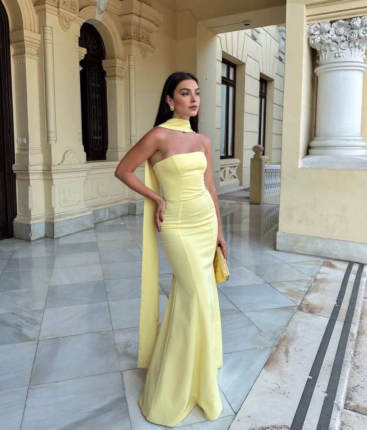 Luna Maxi Dress in Pastel Yellow