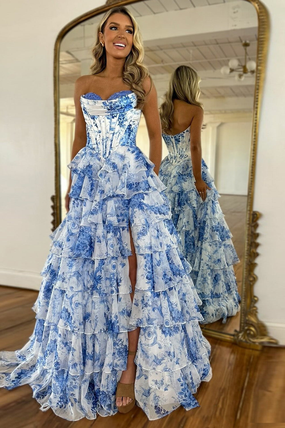Rosévine™ Sweetheart Tiered Prom Dress - Pink