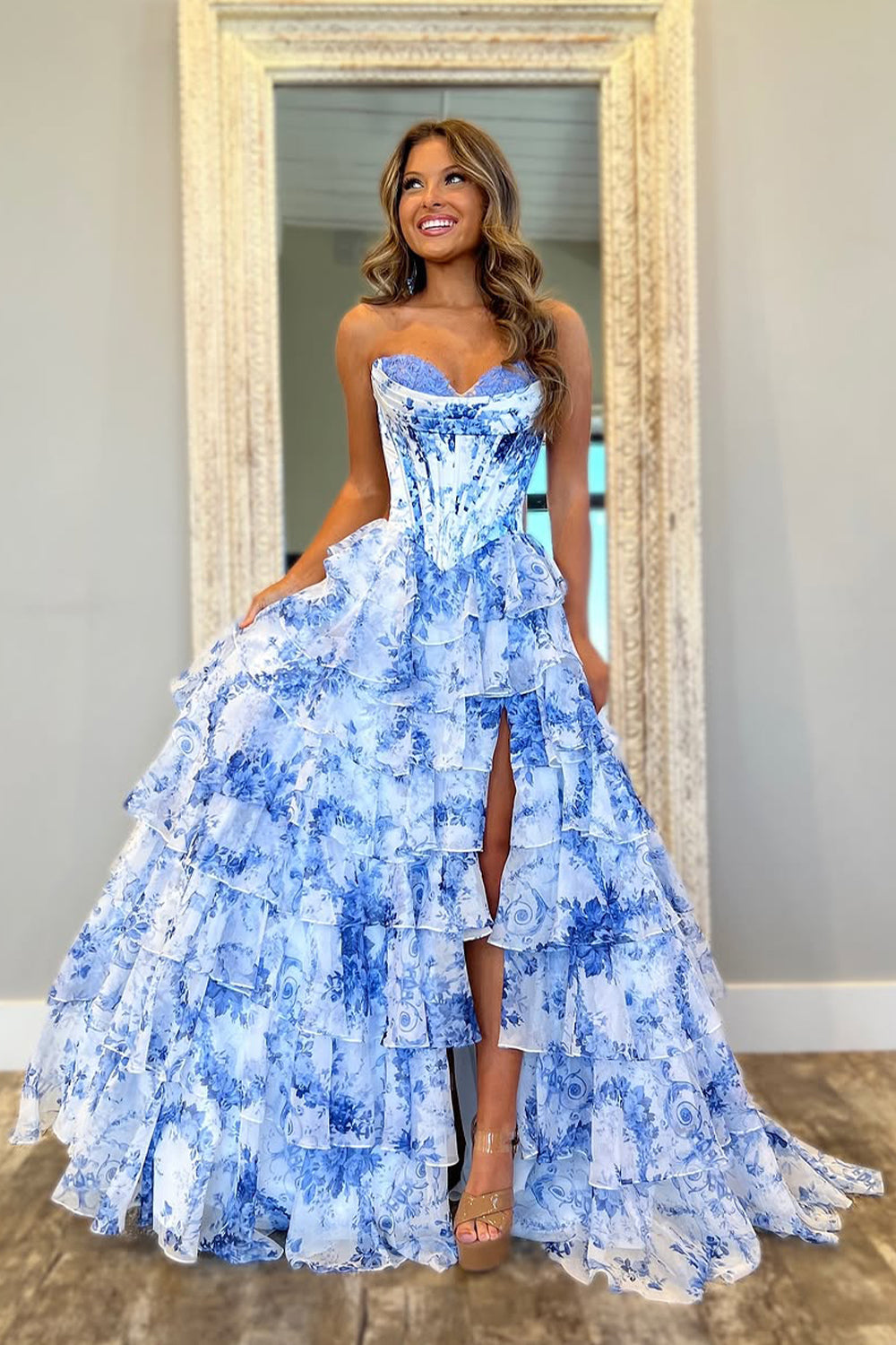 Rosévine™ Sweetheart Tiered Prom Dress - Pink