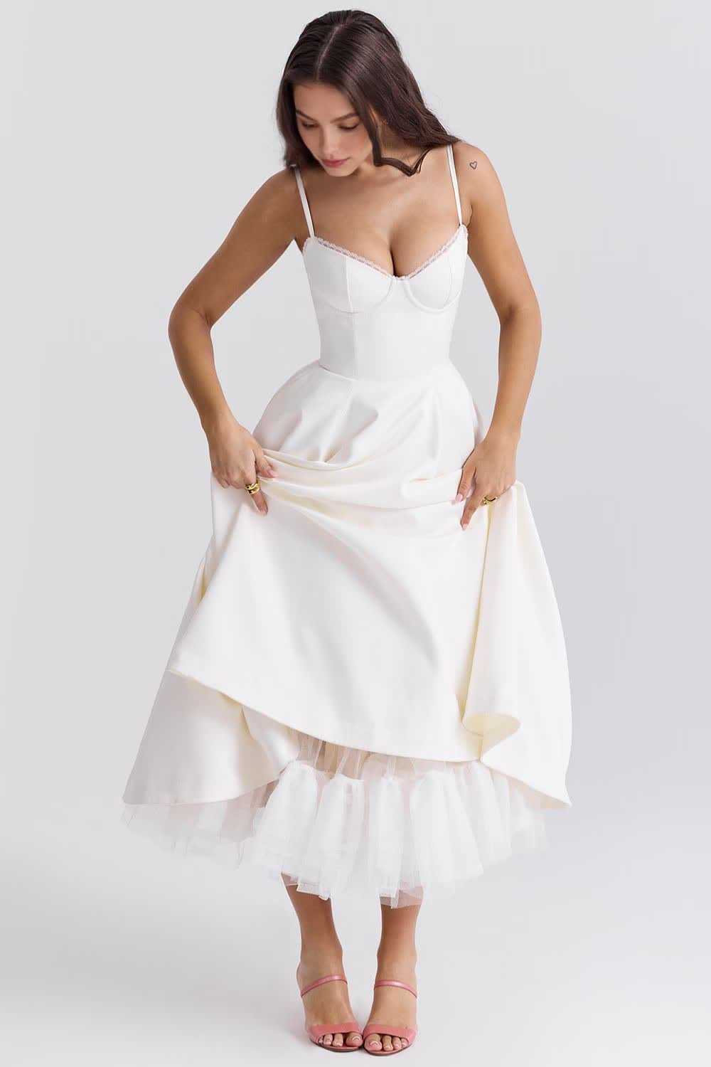 ELOVIA™ MIDI DRESS - WHITE