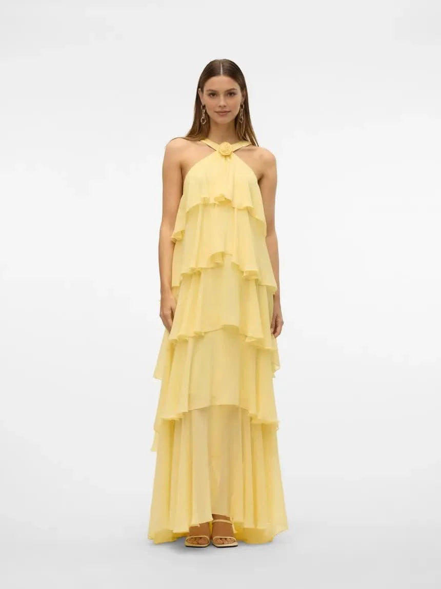 Summer Ruffle Flower Maxi Dress