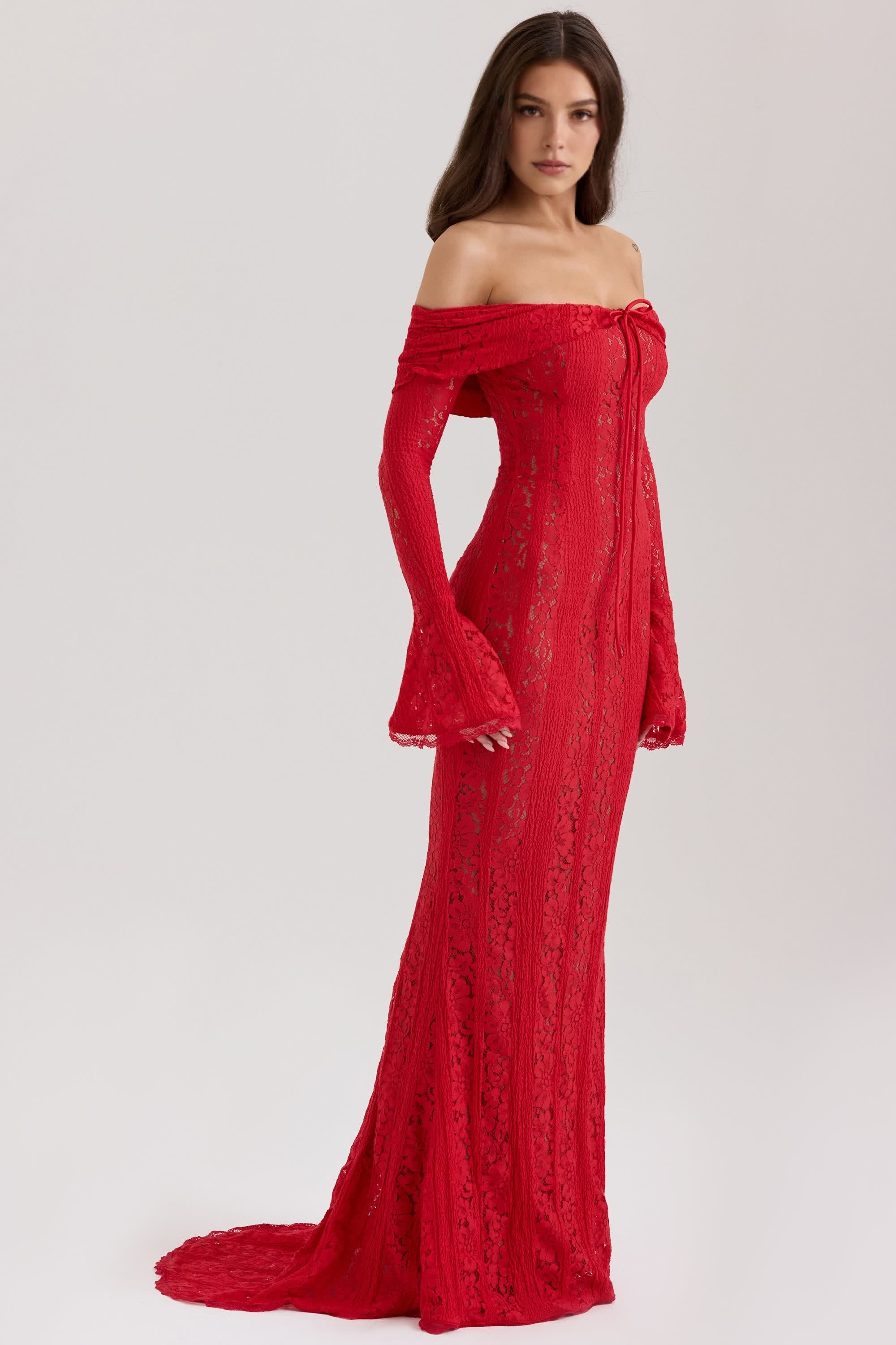 Celestia™ Off-Shoulder Lace Maxi Dress