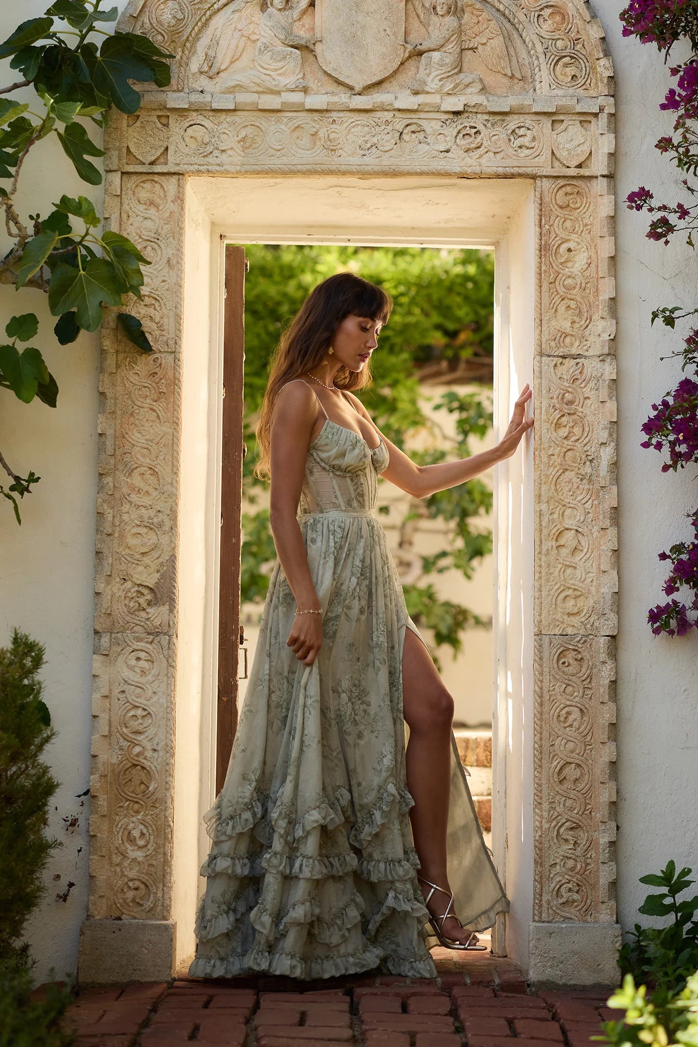 Carmen™ – Sage Tapestry Elegance Dress