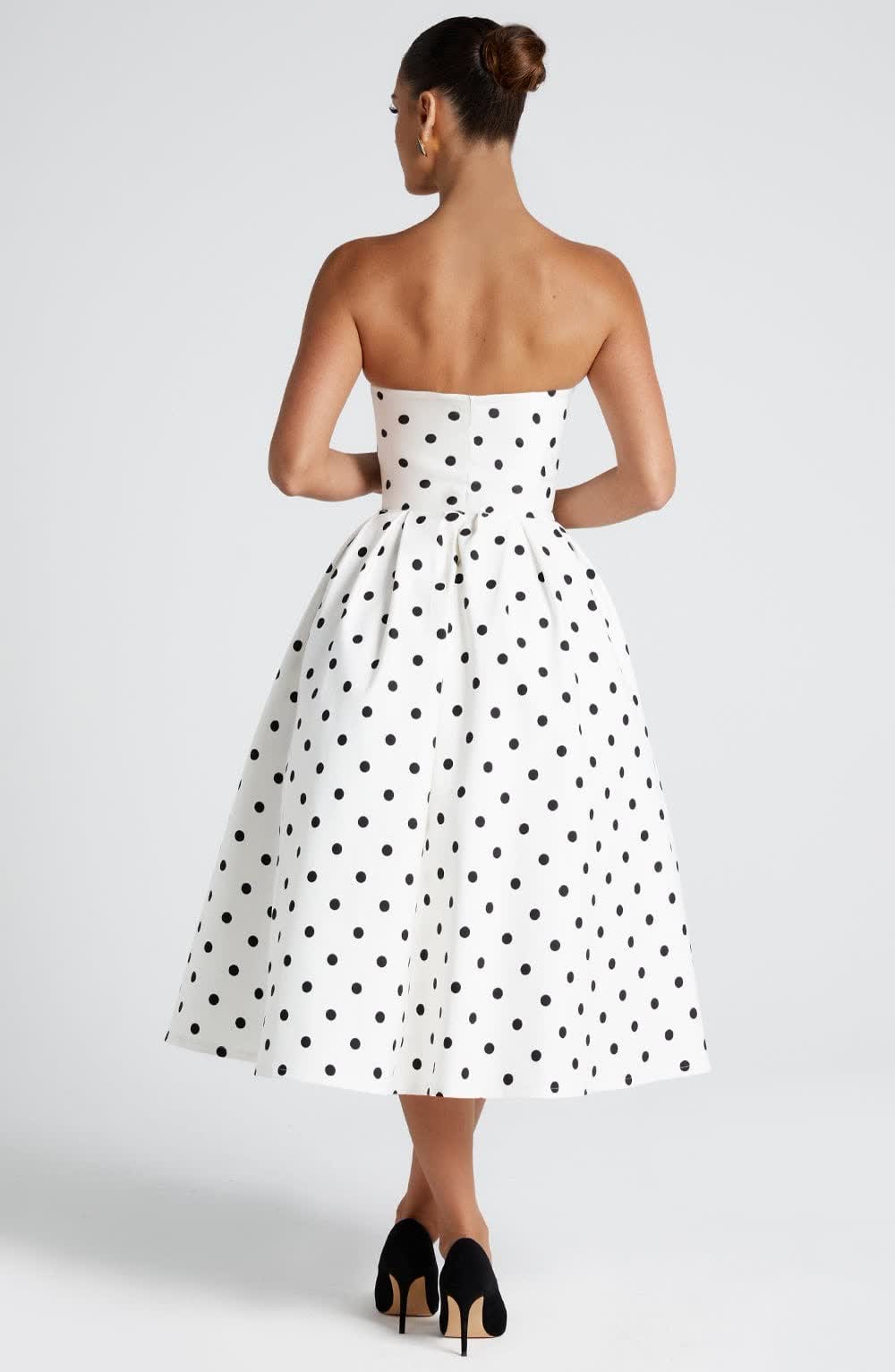 MONETTA™ MIDI DRESS - Black Polka Dot Print
