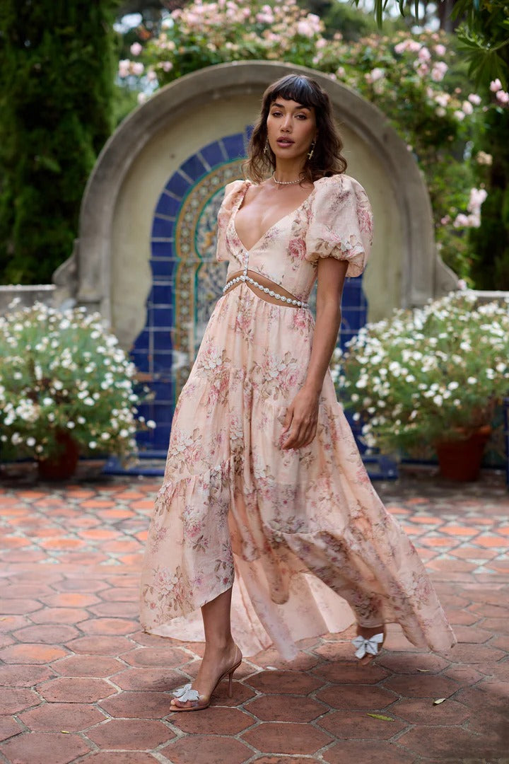 Emma™ – Peach Tapestry Elegance Dress
