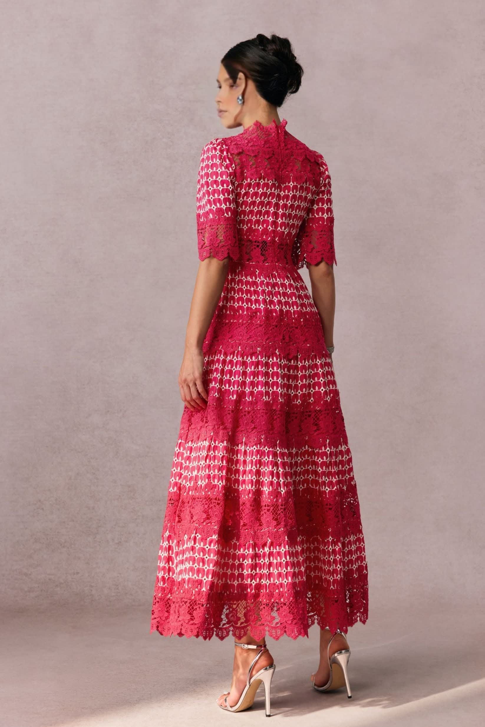 Élise – Lace Panelled Midi Dress