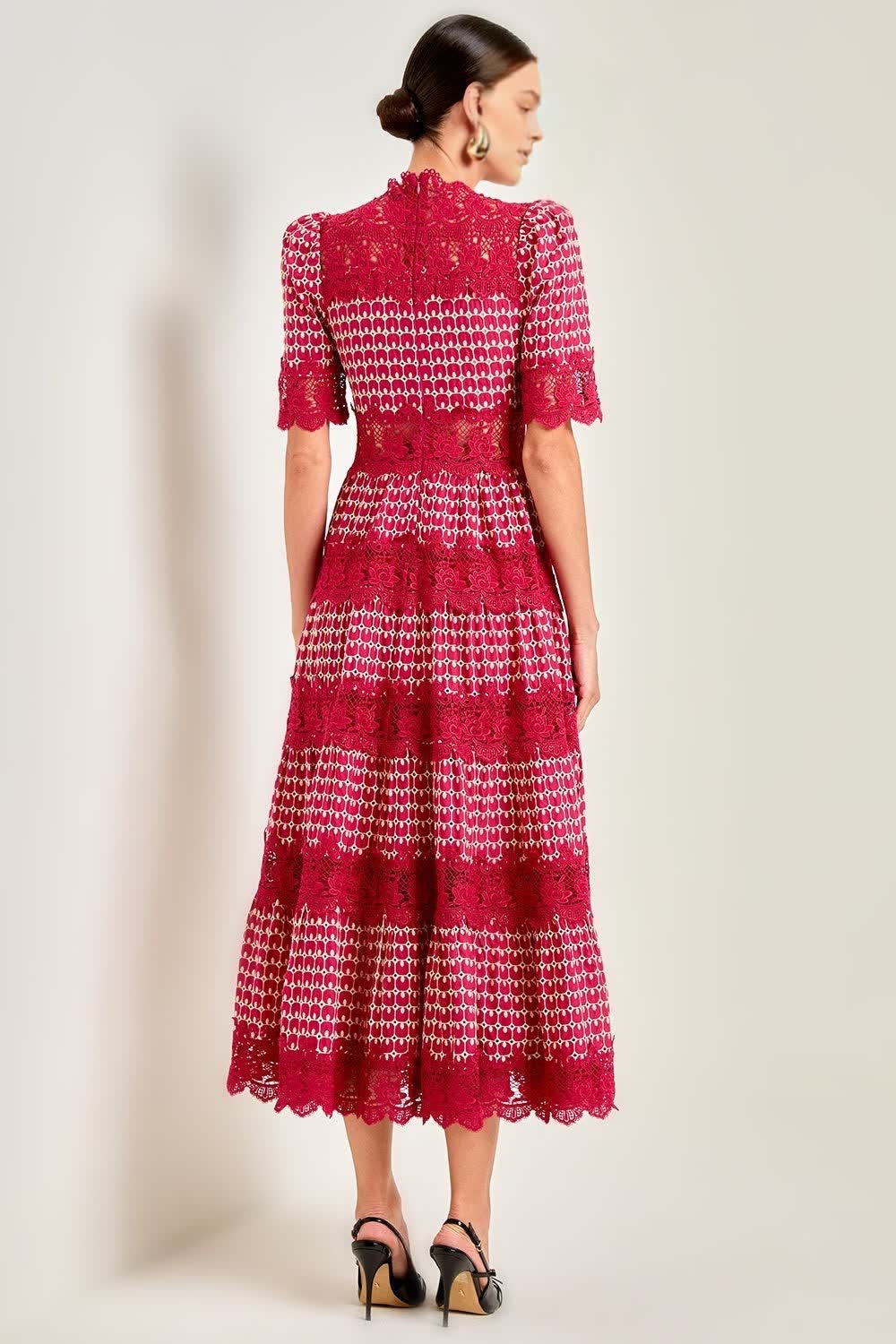 Élise – Lace Panelled Midi Dress