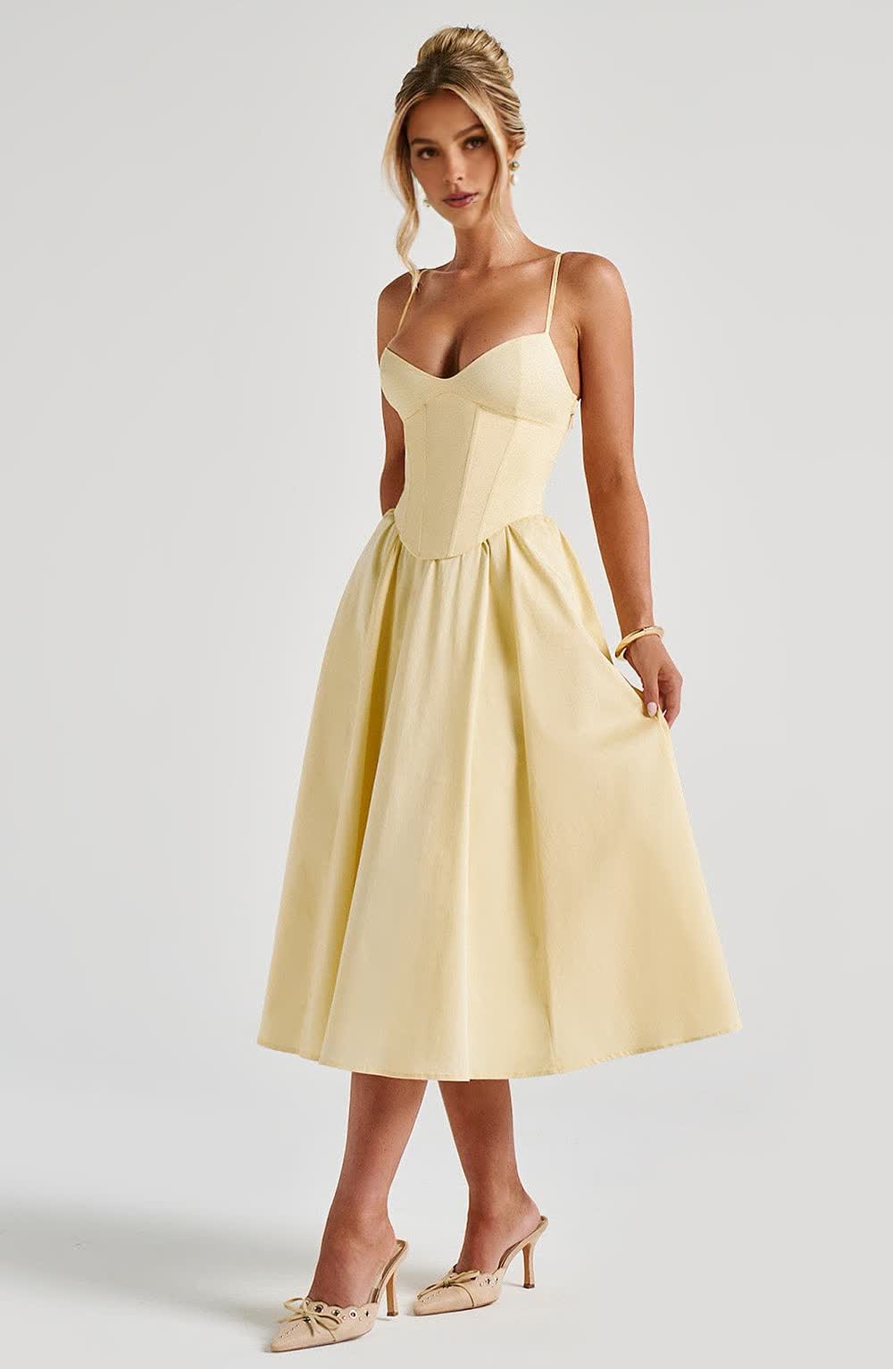 Solvienne™ Midi Dress - Lemon