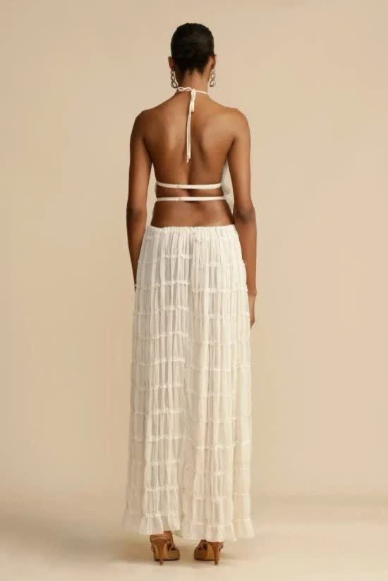 Rosalie™ Backless Pleated Set - White
