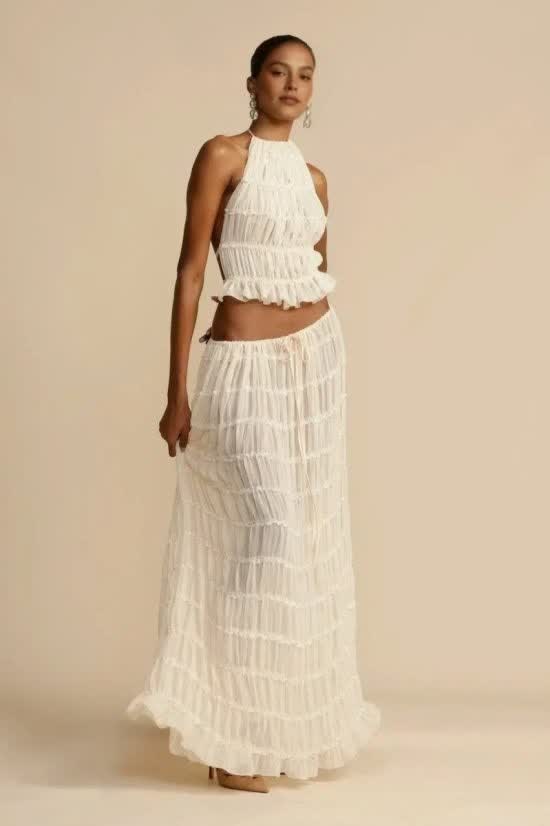 Rosalie™ Backless Pleated Set - White