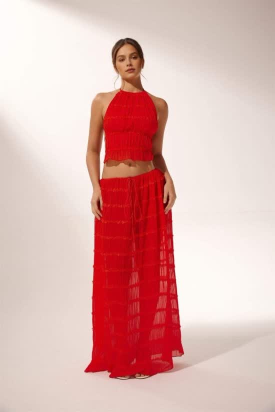 Rosalie™ Backless Pleated Set - Red