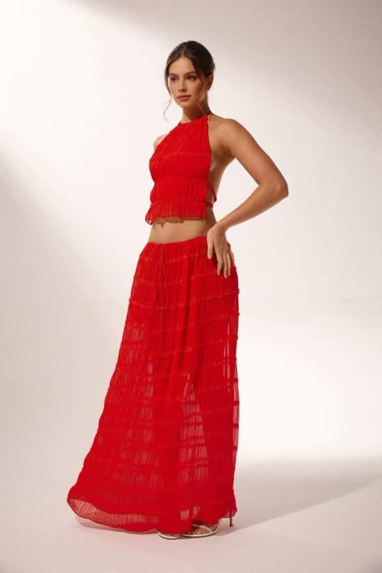 Rosalie™ Backless Pleated Set - Red